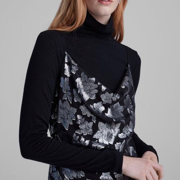 Club Monaco Silk Jacquard Slip Midi Dress Size 0 - Picture 5 of 12